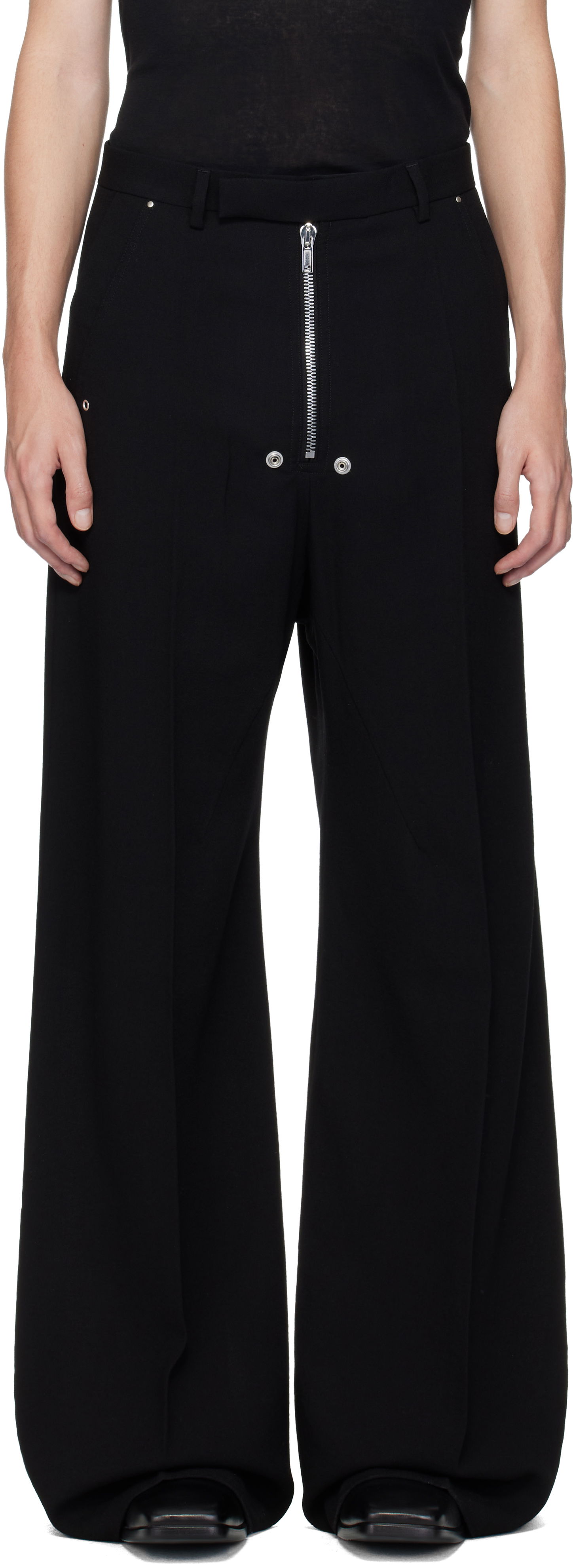 Hlače Rick Owens Concordians Tailored Wide Belas Trousers Črna | RU02E1354 WA, 0