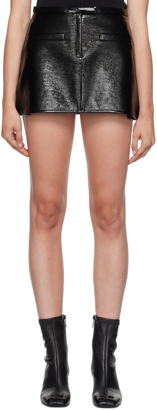 Krila Courrèges Courrèges Women's Trapeze Leather Miniskirt Črna | 323CJU116VY0014