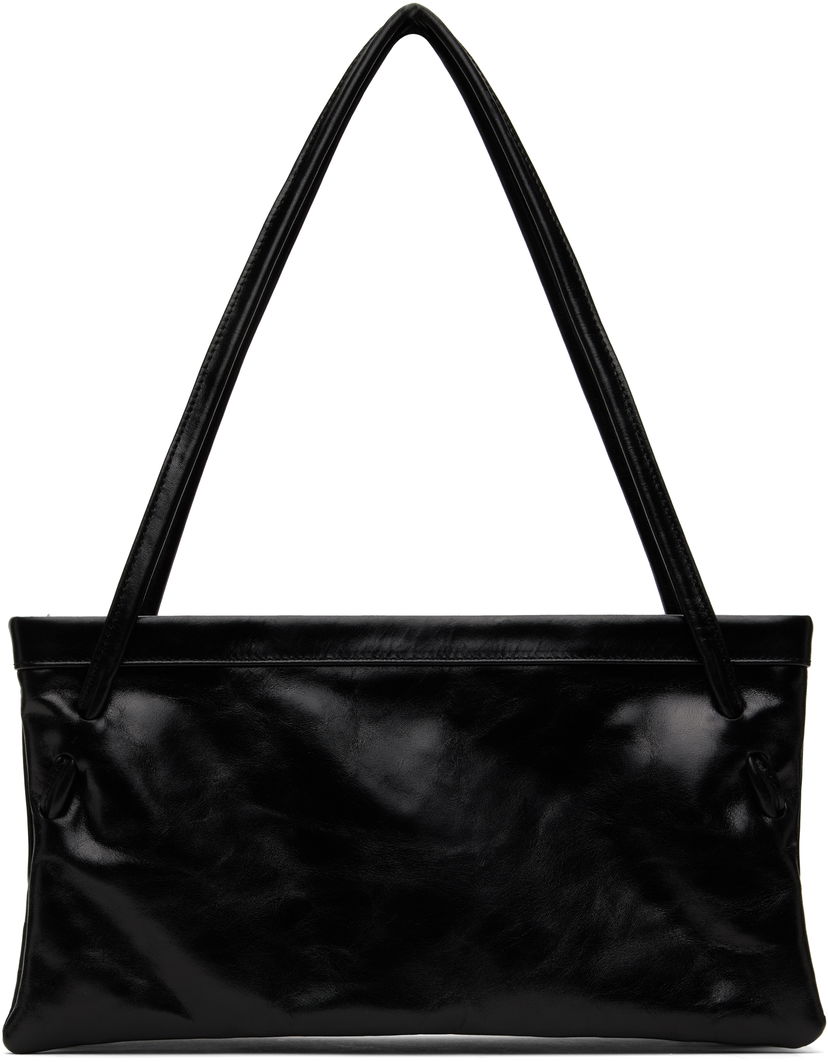 Torba za čez ramo BY FAR BY FAR Hannah Creased Leather Shoulder Bag Črna | MWBSB057CL034BK001PL