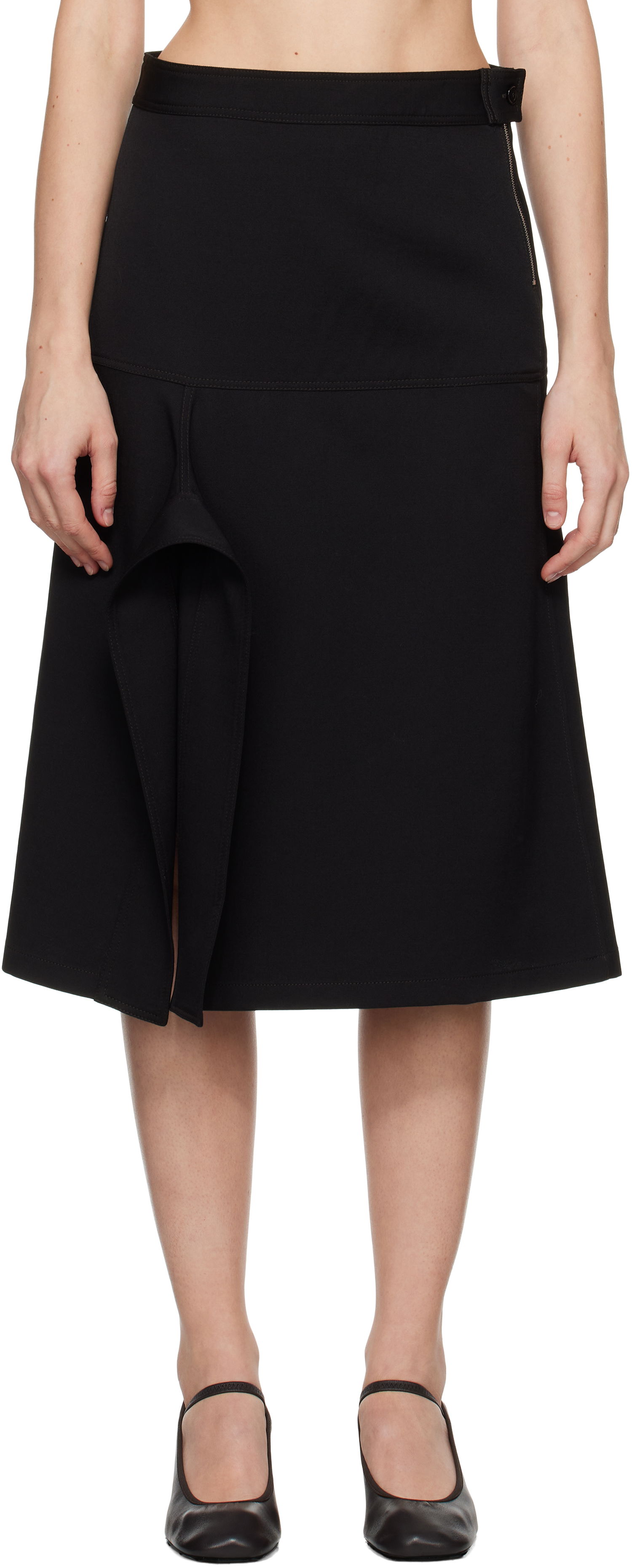 Krila LEMAIRE Lemaire Asymmetrical Wrapover Midi Skirt Črna | SK1043 LF1317, 0