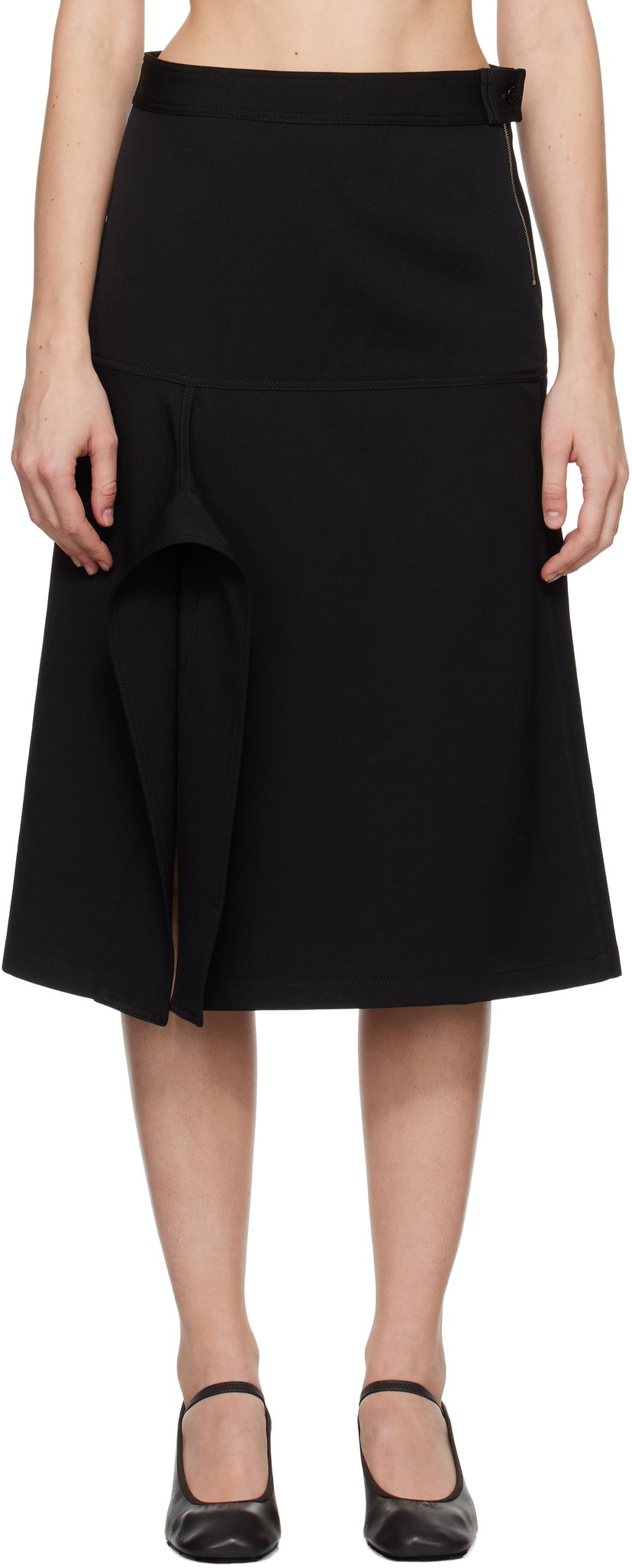 Krila LEMAIRE Lemaire Asymmetrical Wrapover Midi Skirt Črna | SK1043 LF1317