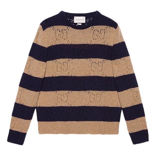 Pleteni pulover Gucci Knit Striped Wool Sweater Rjava | 645293-XKBPH-2420