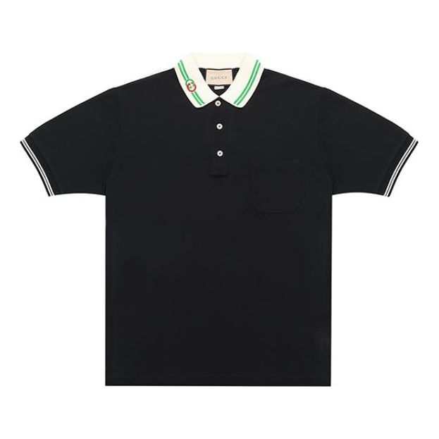 Polo majica Gucci Interlock Double G Short Sleeve Polo Shirt Črna | 658067-XJDI2-1043