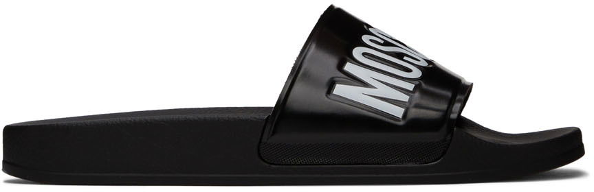 Superge in čevlji Moschino Logo Pool Slides Črna | MB28022G1E G10, 0