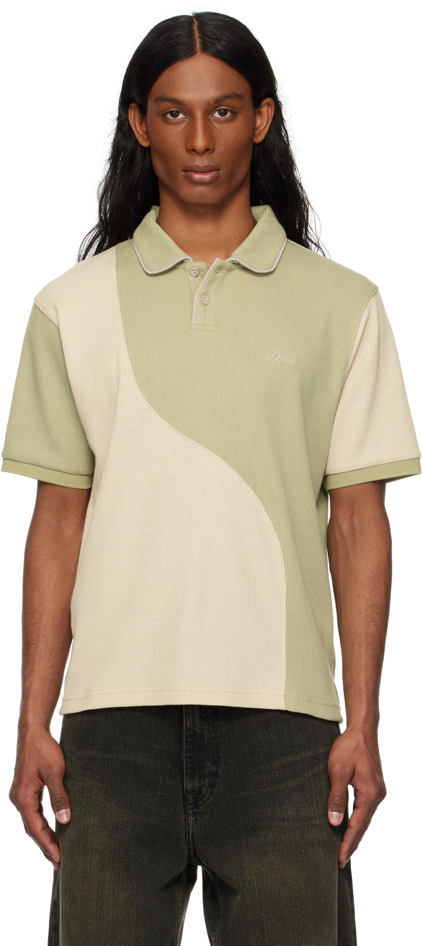 Polo majica Dime Dime Waffle Polo Zelena | DIME2SP256SAG