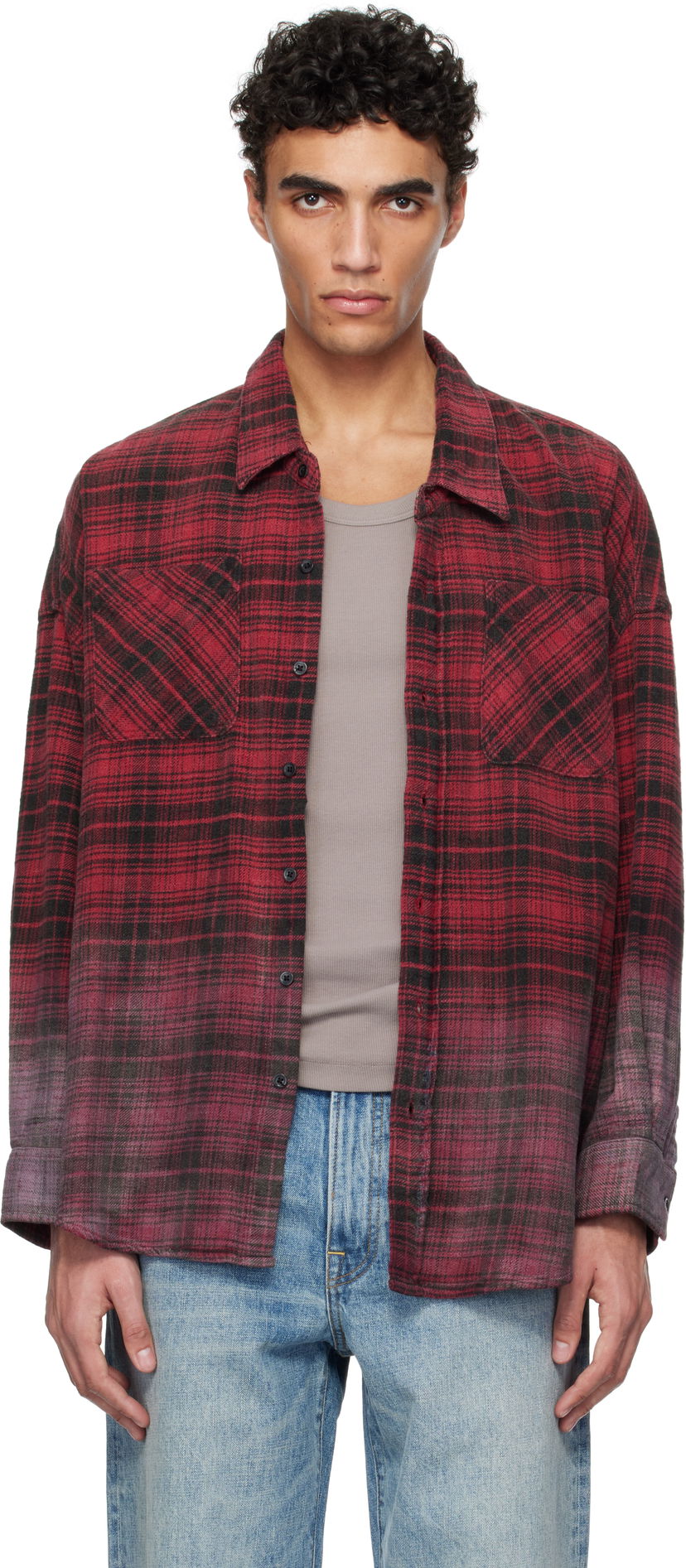 Srajce R13 R13 Drop Neck Plaid Shirt Rdeča | R13MR015-R460B