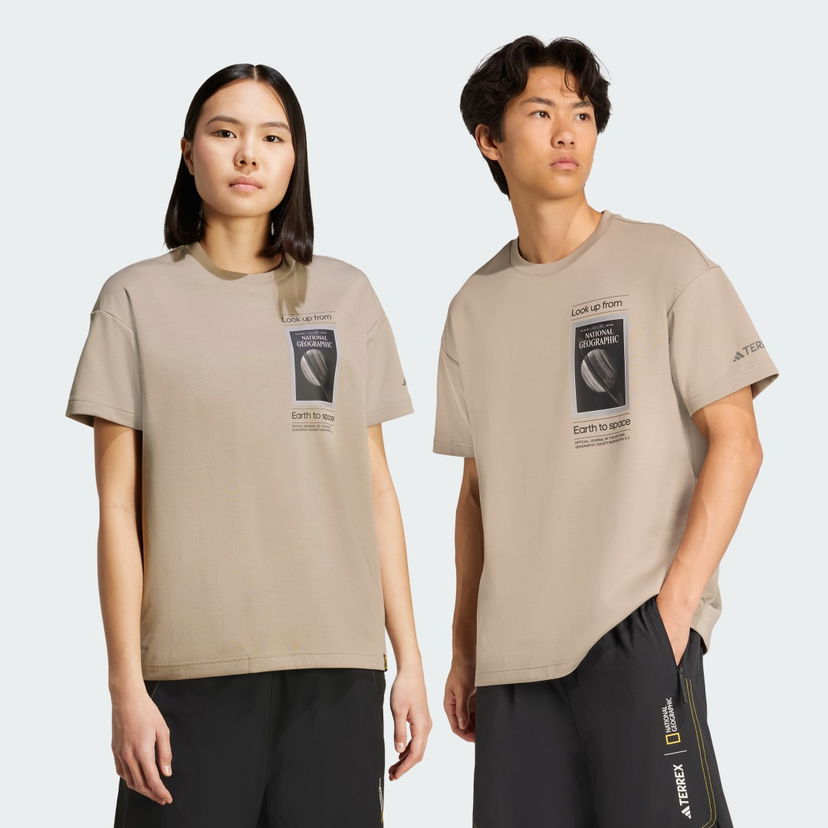 Majica adidas Performance National Geographic AEROREADY Graphic Tee Bež | KC2350