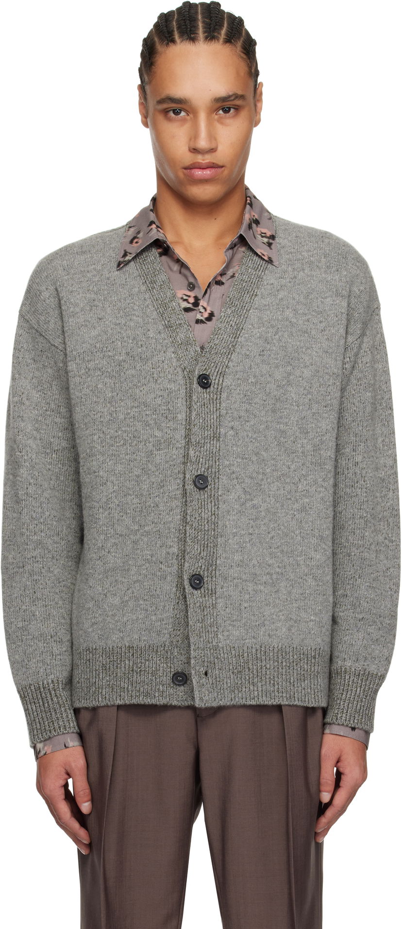 Pleteni pulover Paul Smith Paul Smith Button Thru Cardigan Siva | M1R-245Z-P02584-72