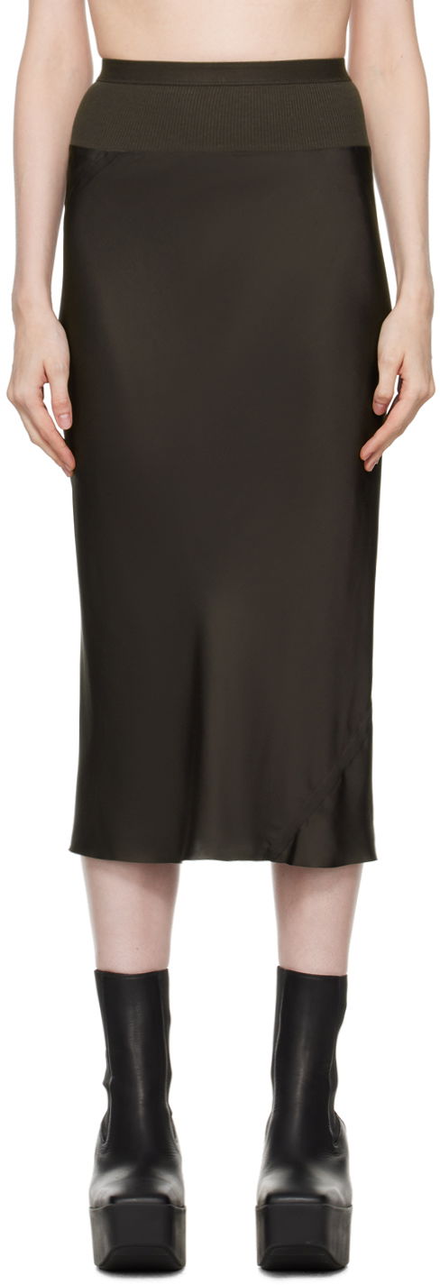 Krila Rick Owens Gray Porterville Knee Bias Midi Skirt Črna | RP02D3332 SCH