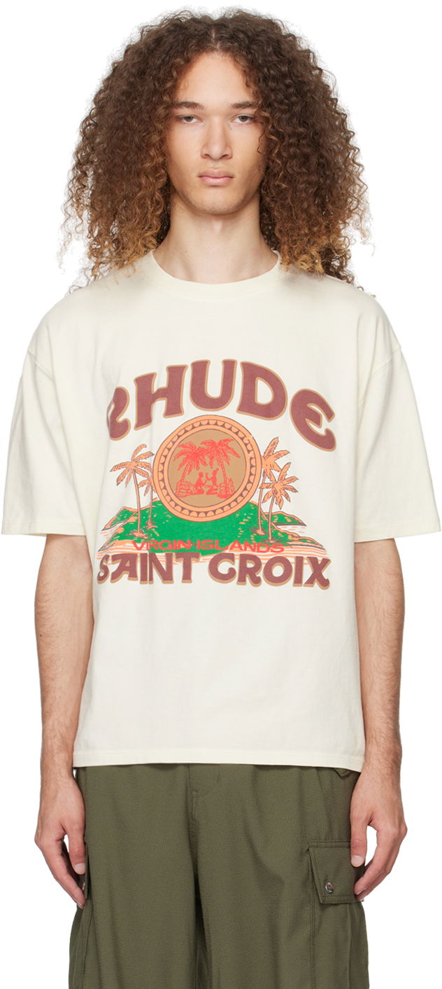 Majica Rhude 'Saint-Croix' T-Shirt "Off-White" Bela | RHPS24TT11012611