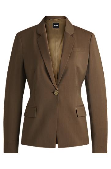 Jakna BOSS Slim-Fit Virgin Wool Blazer Rjava | 50543763