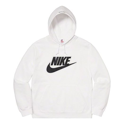 Pulover Supreme Leather Applique Hoodie Bela | SUP-FW19-10723