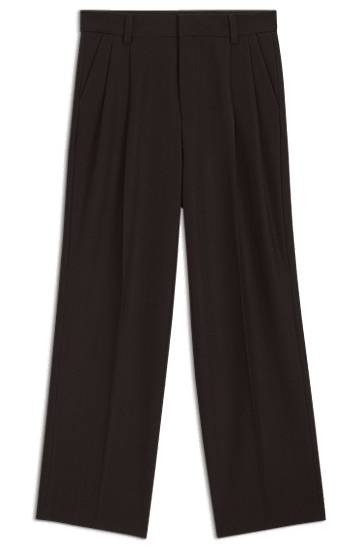 Hlače BOSS Modern-Fit Herringbone Stretch Dobby Trousers Črna | 50544666