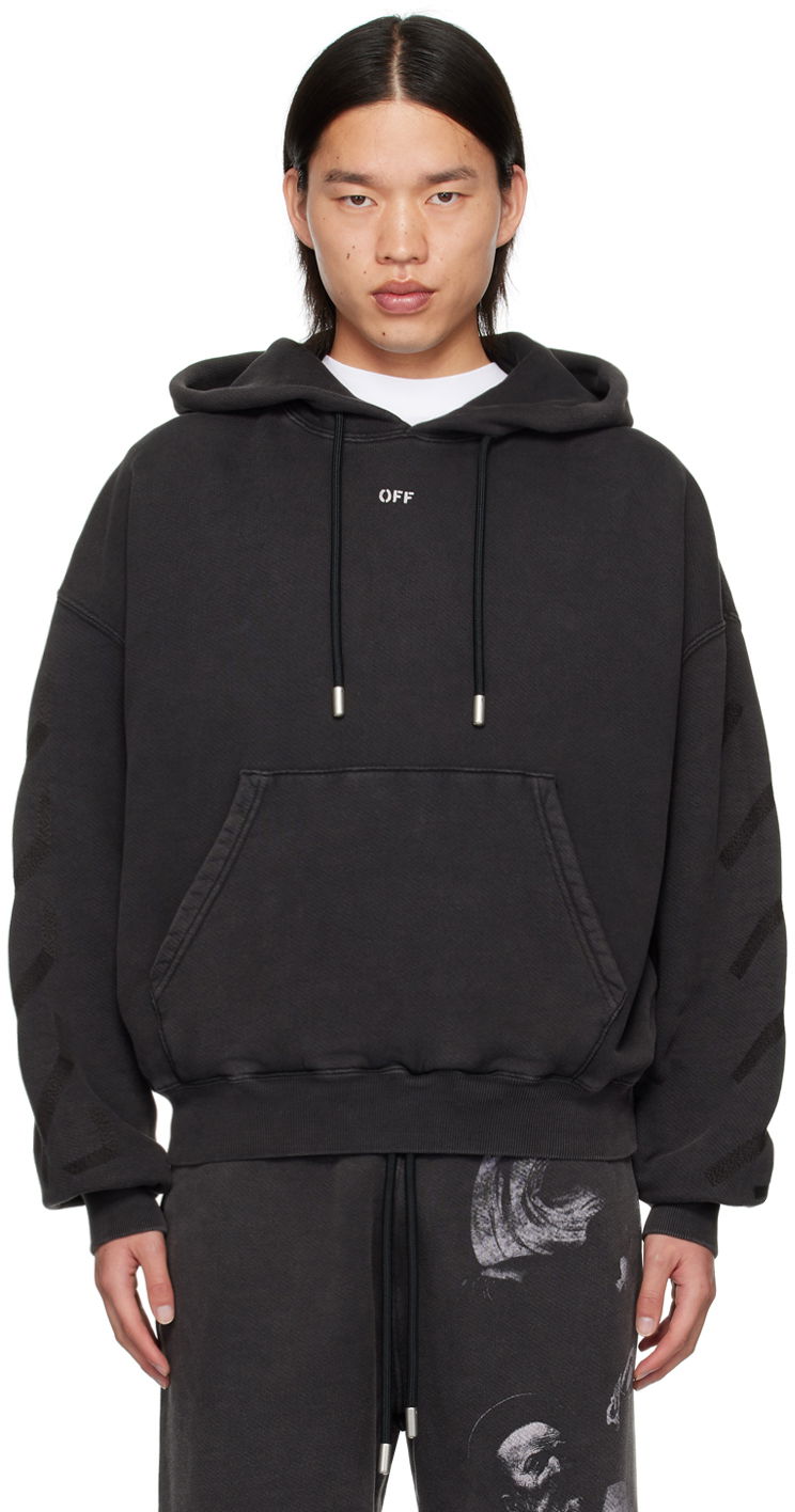 Pulover Off-White Black S.Matthew Over Hoodie Črna | OMBB118C99FLE0021077