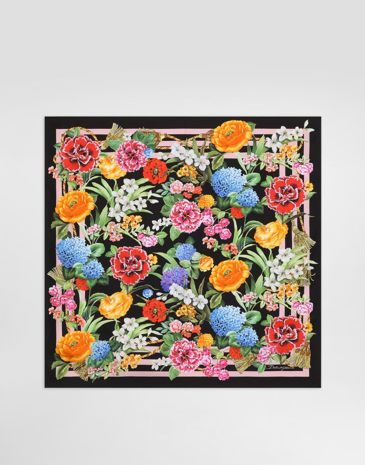 Šala Dolce & Gabbana Dolce & Gabbana Floral-Print Silk Twill Square Scarf Črna | FN092RGDCV8H45KU, 0
