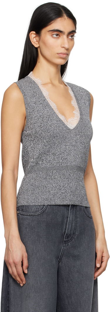 Pleteni pulover JW Anderson JW Anderson V-Neck Lace Trim Vest Siva | KW1357-YN0324, 1