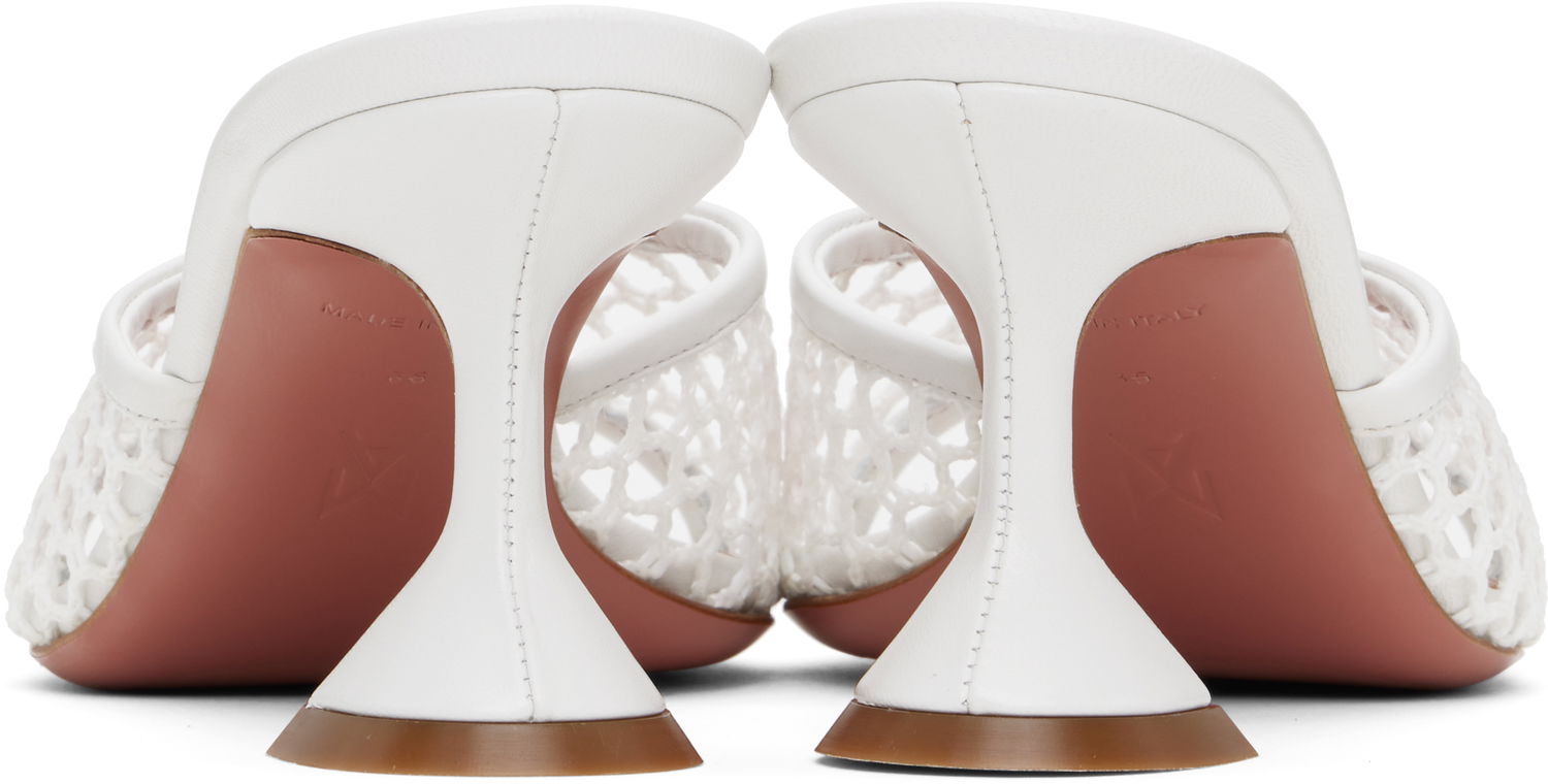 Nega čevljev Amina Muaddi Amina Muaddi Lupita Net 70 Heeled Sandals Bela | LUPITA NET 70, 1