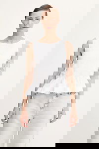 GANNI Cotton Poplin Smock Tie String Top