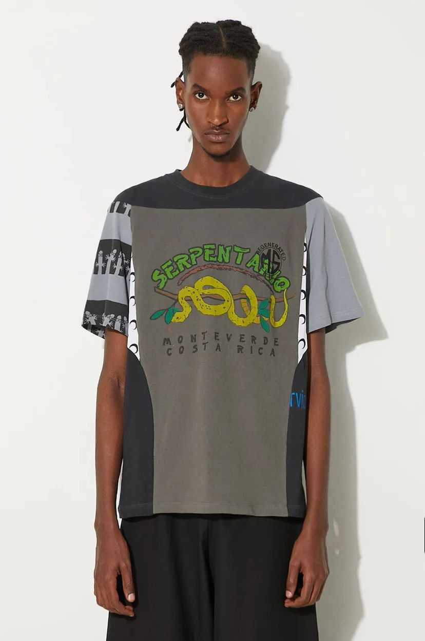 Majica Marine Serre Regenerated Graphic Print Regular Fit T-Shirt Siva | MTT080A.UJER0003
