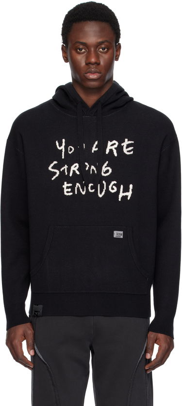 Pulover izzue Slogan Knit Hoodie Črna | IZXKNN4127W4NBKX, 0