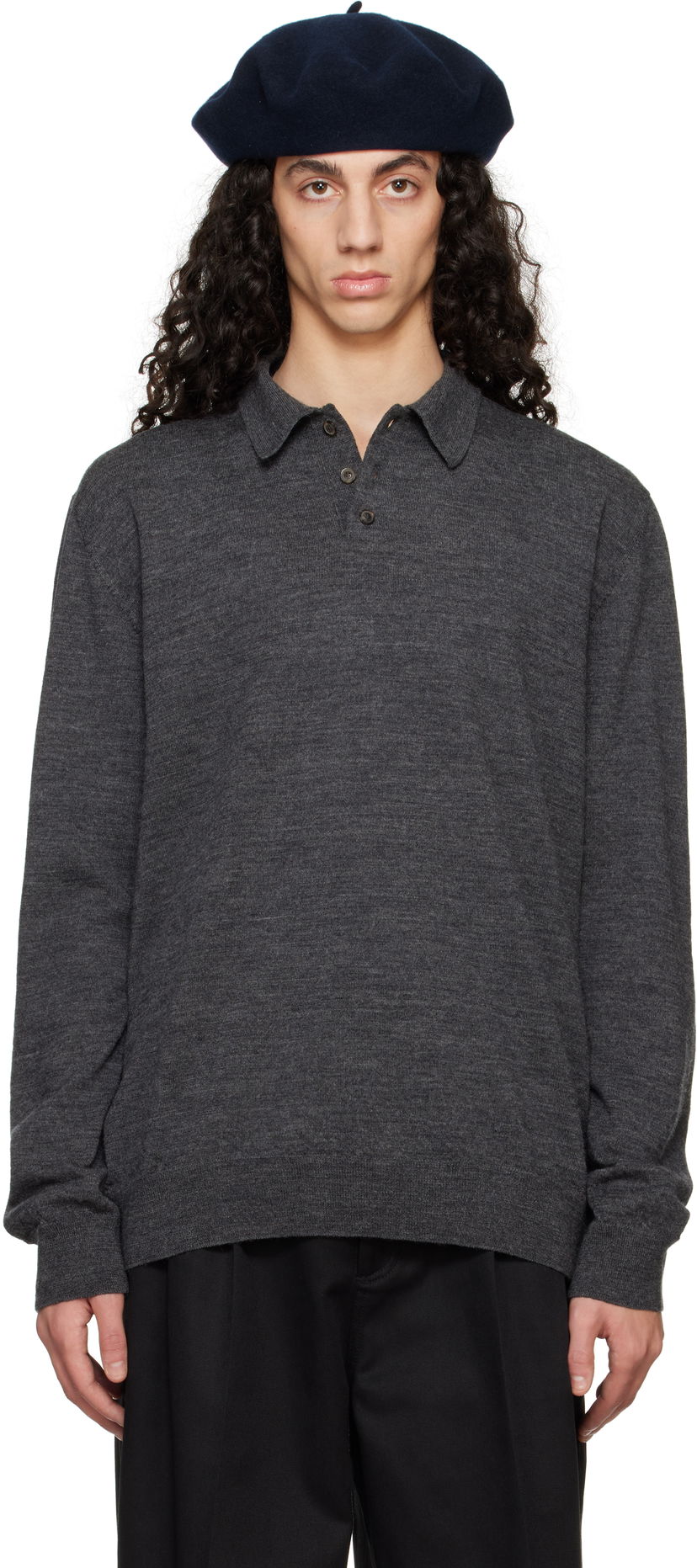 Pleteni pulover Maison Margiela Maison Margiela Wool Polo Siva | S50GL0061 M13098
