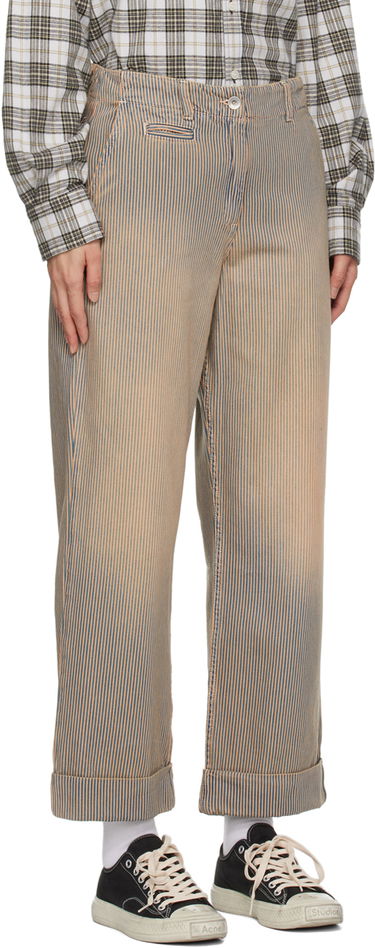 Hlače YMC Striped Sailor Trousers Bež | Q4WAC, 1