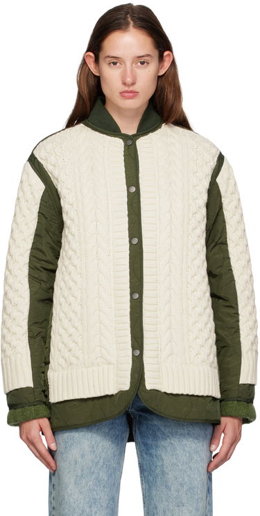 Pleteni pulover rag & bone Rag & Bone Winnie Cable Knit Quilted Jacket Zelena | WAW24F20247724, 0