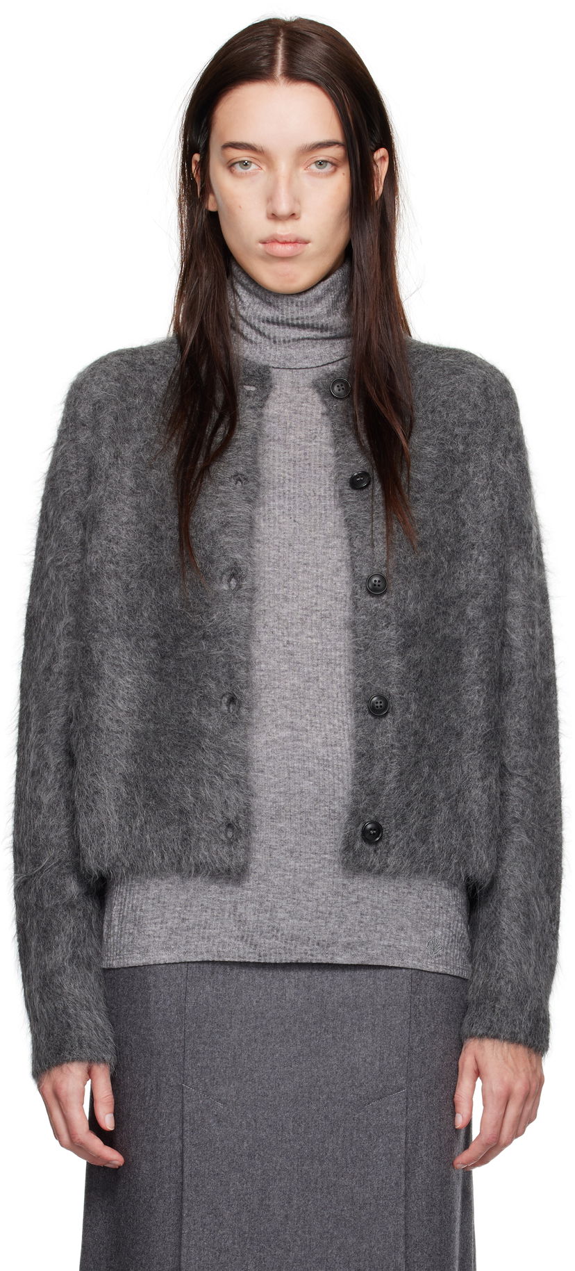 Pleteni pulover Loulou de Saison Loulou de Saison Arsen Cardigan Siva | ARSEN