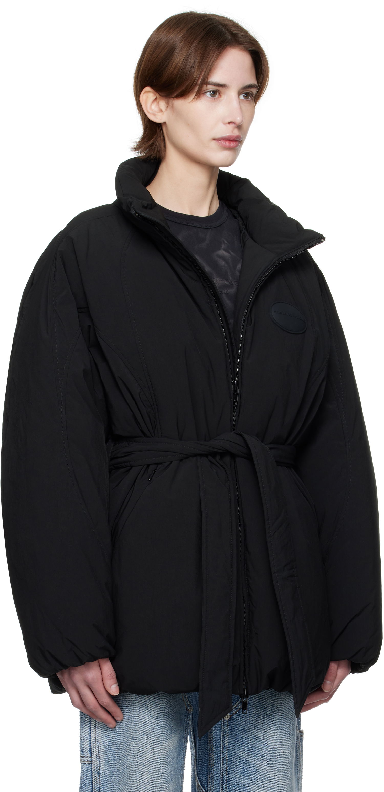 Puhovka Alexander Wang Alexander Wang Dome Logo Patch Down Jacket Črna | 1WC1253280, 1