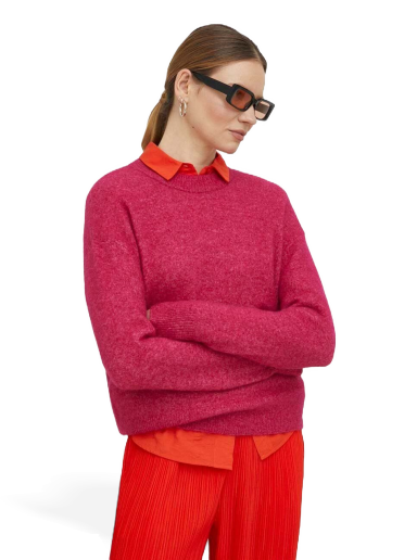 Pleteni pulover Samsoe Samsoe Anour O-neck Sweater Roza | F18422025