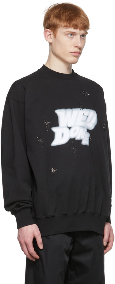 Pulover We11done We11done Cotton Sweatshirt with Stars Print Črna | WD-TS1-22-663-U-BK, 1