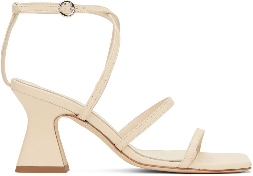 Modni dodatki Aeyde Aeyde Edda Leather Heeled Sandals Bež | A11-HS-HLMS75CH152-SS25-100-007