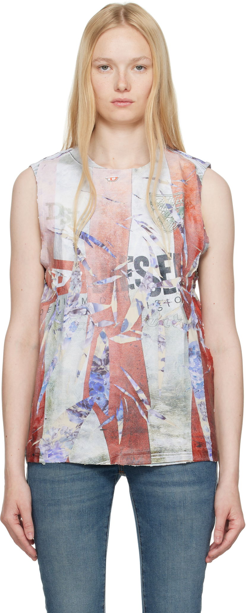 Majica brez rokavov Diesel Diesel T-Per-Stripe Graphic Print Tank Top Večbarvna | A18700 0SKBT