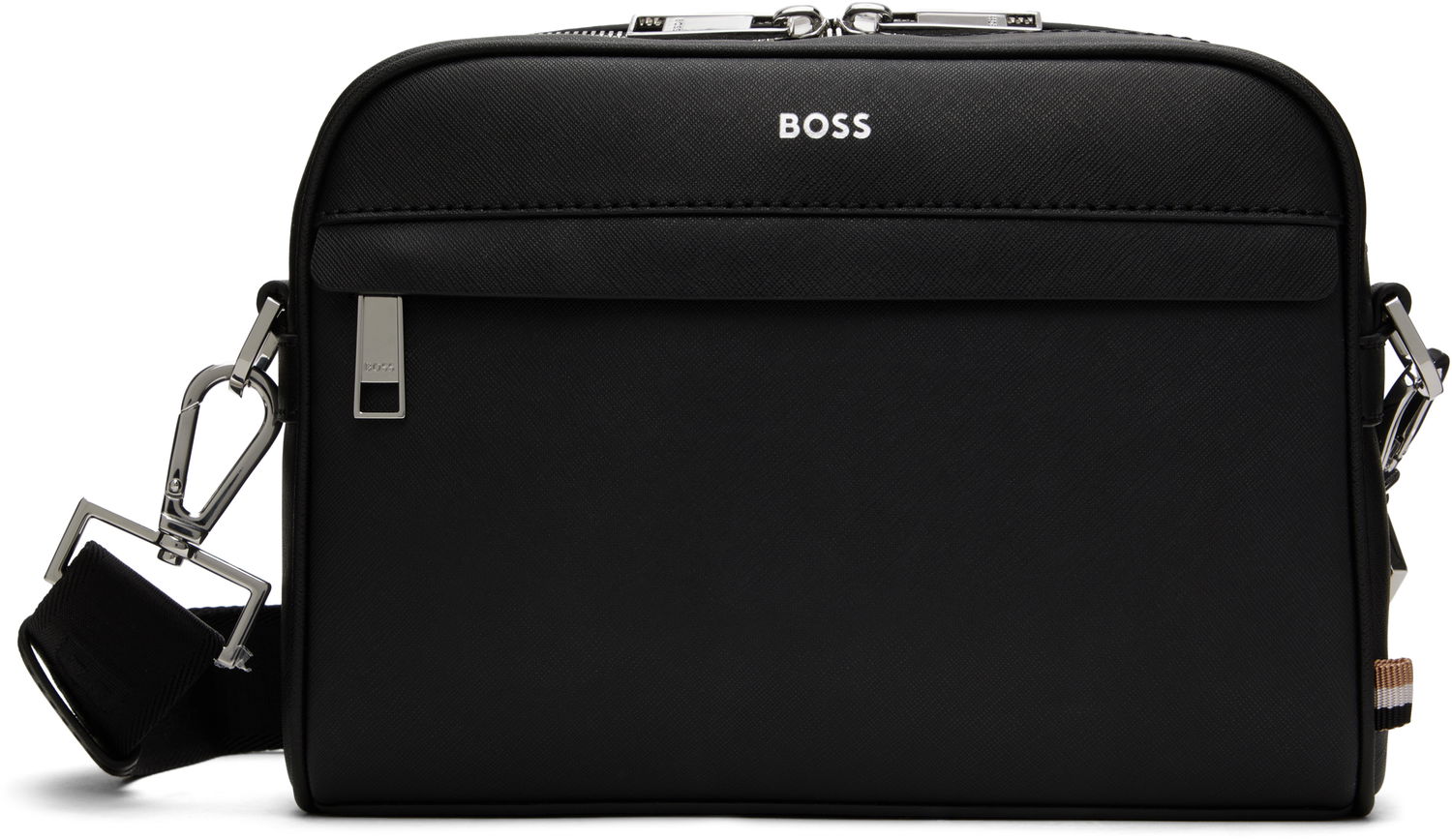 Torba za čez ramo BOSS Saffiano Leather Reporter Bag Črna | 50548279, 0