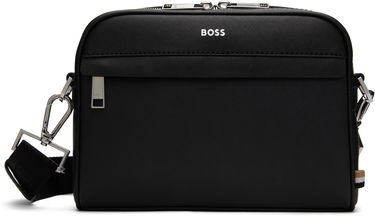 Torba za čez ramo BOSS Saffiano Leather Reporter Bag Črna | 50548279, 0