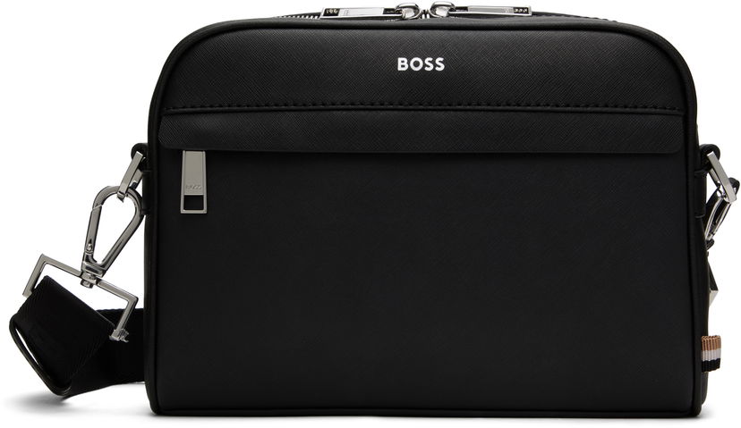 Torba za čez ramo BOSS Saffiano Leather Reporter Bag Črna | 50548279