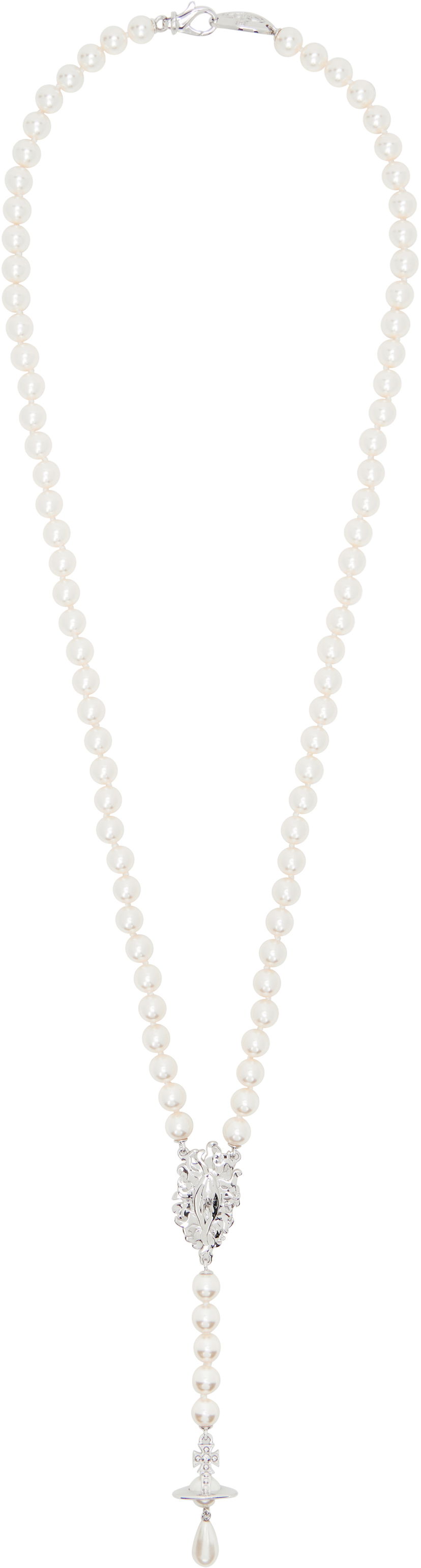 Ogrlica Vivienne Westwood Vivienne Westwood Calista Long Pearl Necklace with Orb Pendant Bela | 6301013L-02P103-