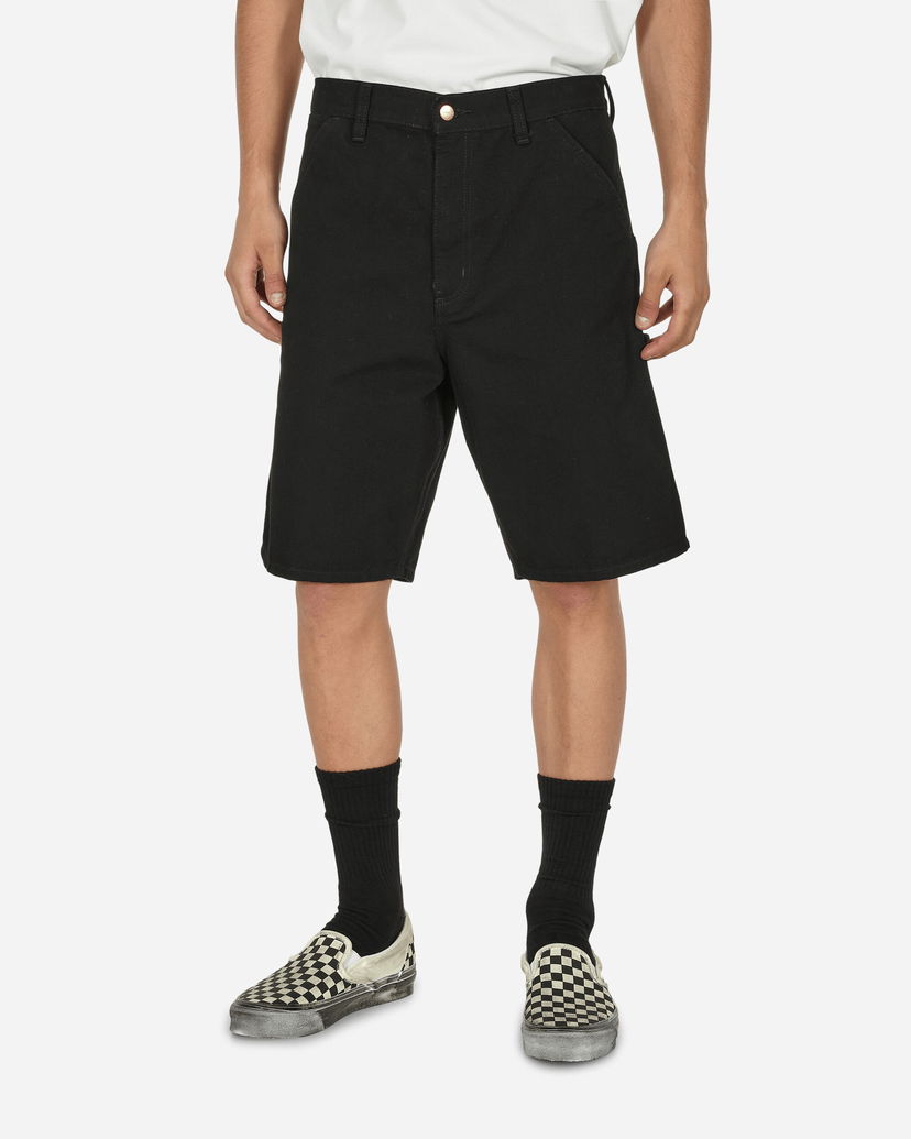 Hlače in kavbojke Carhartt WIP Single Knee Short black Rinsed Zelena | I027942_89_02