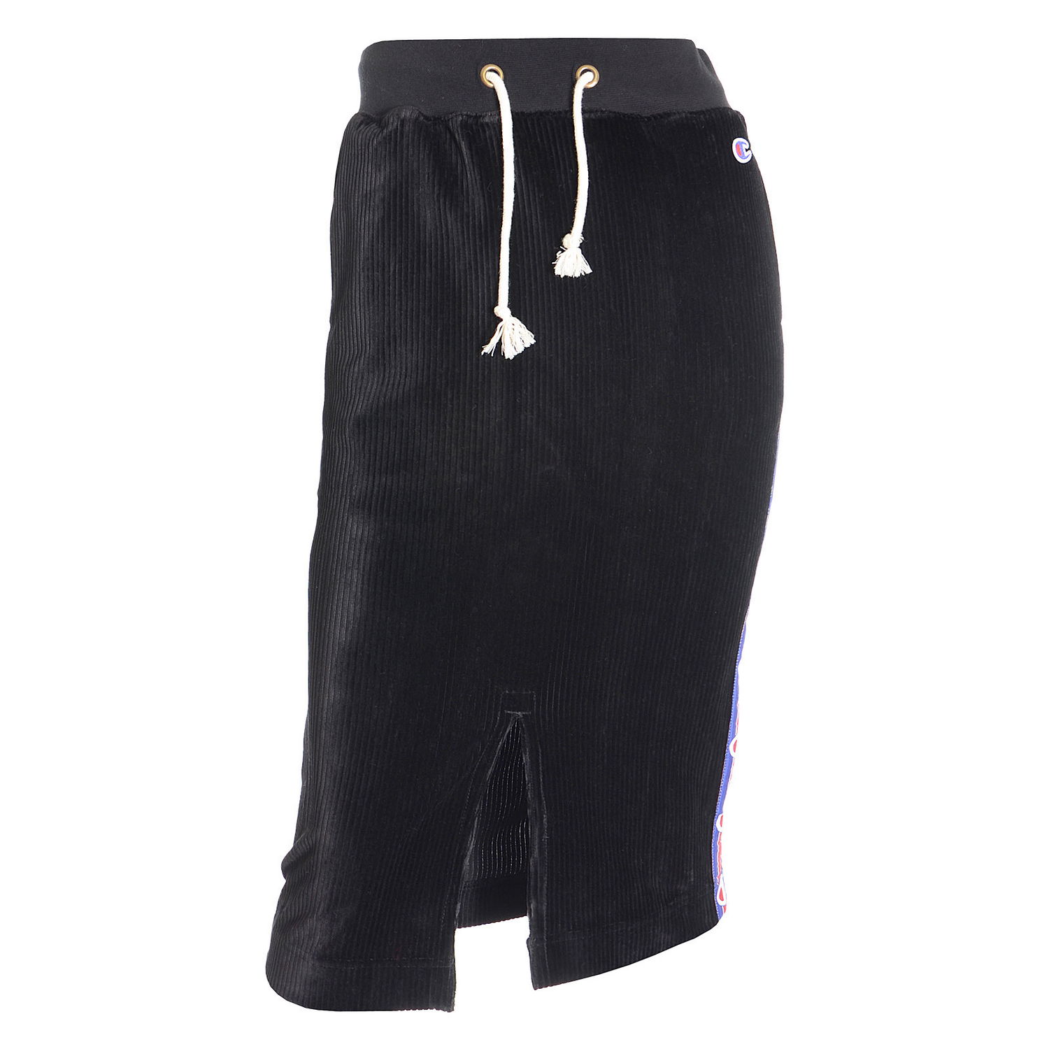 Krila Champion Corduroy Pencil Midi Skirt with Drawstring Waist and Side Stripe Črna | 112250-KK001, 0