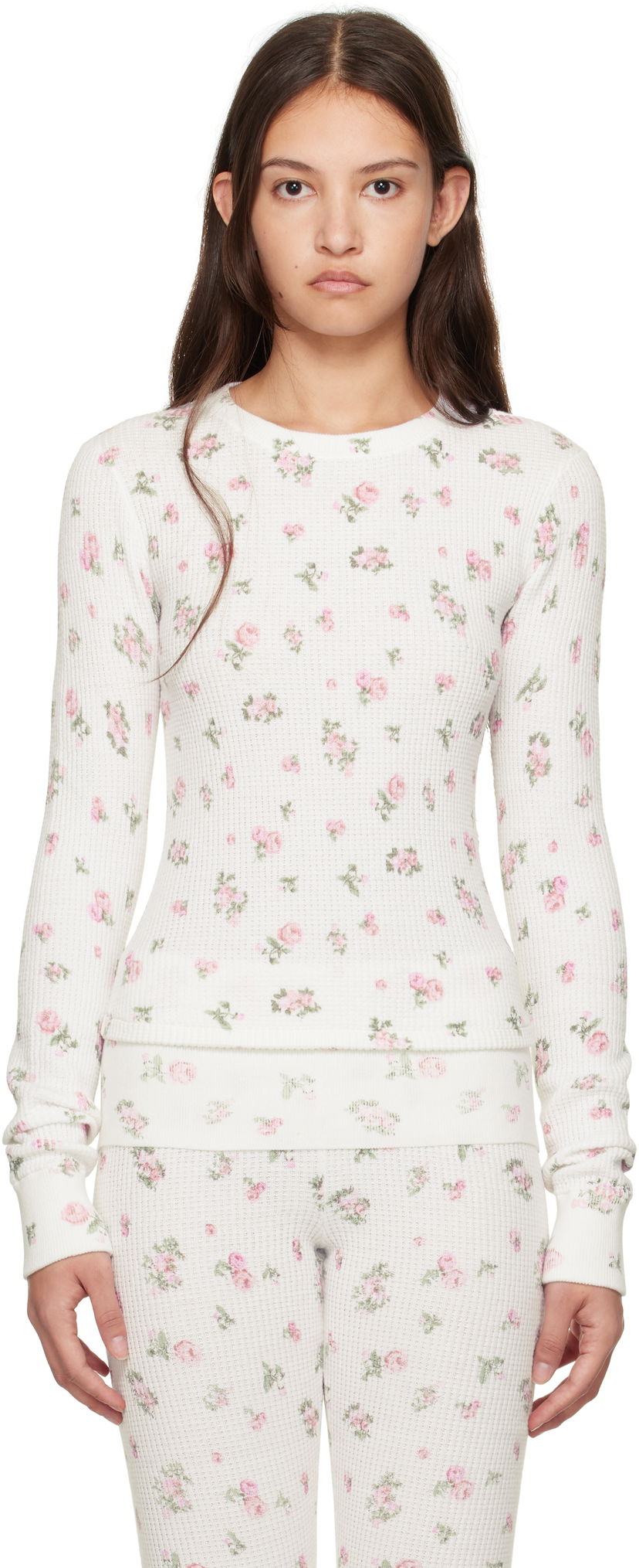 Majica GUIZIO Guizio Long Sleeve Rosebud Thermal Top Bela | H24101K082