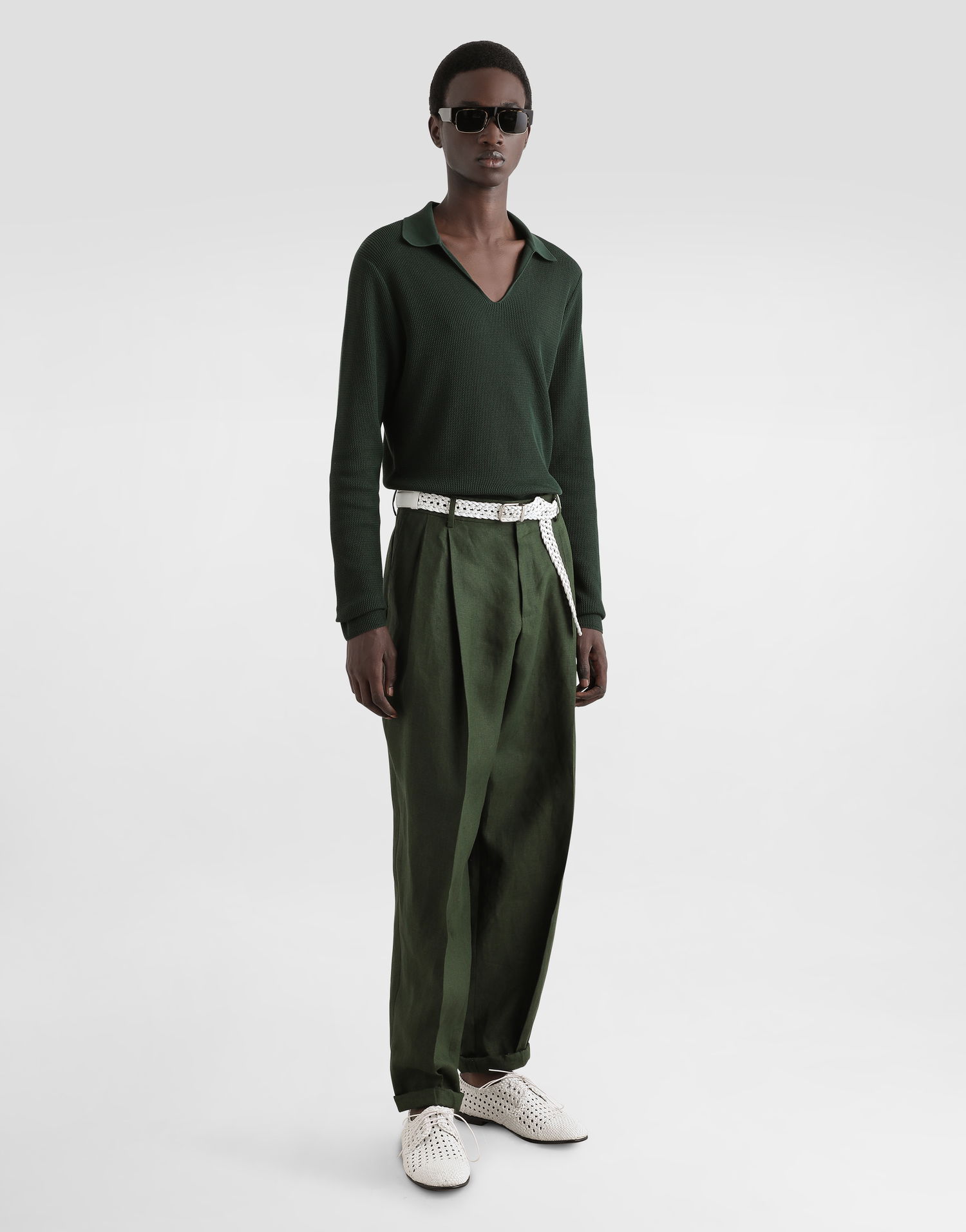 Hlače Dolce & Gabbana Dolce & Gabbana Linen Turned-Up Cuffs Pants Zelena | GP114TFU4MCV0304, 1
