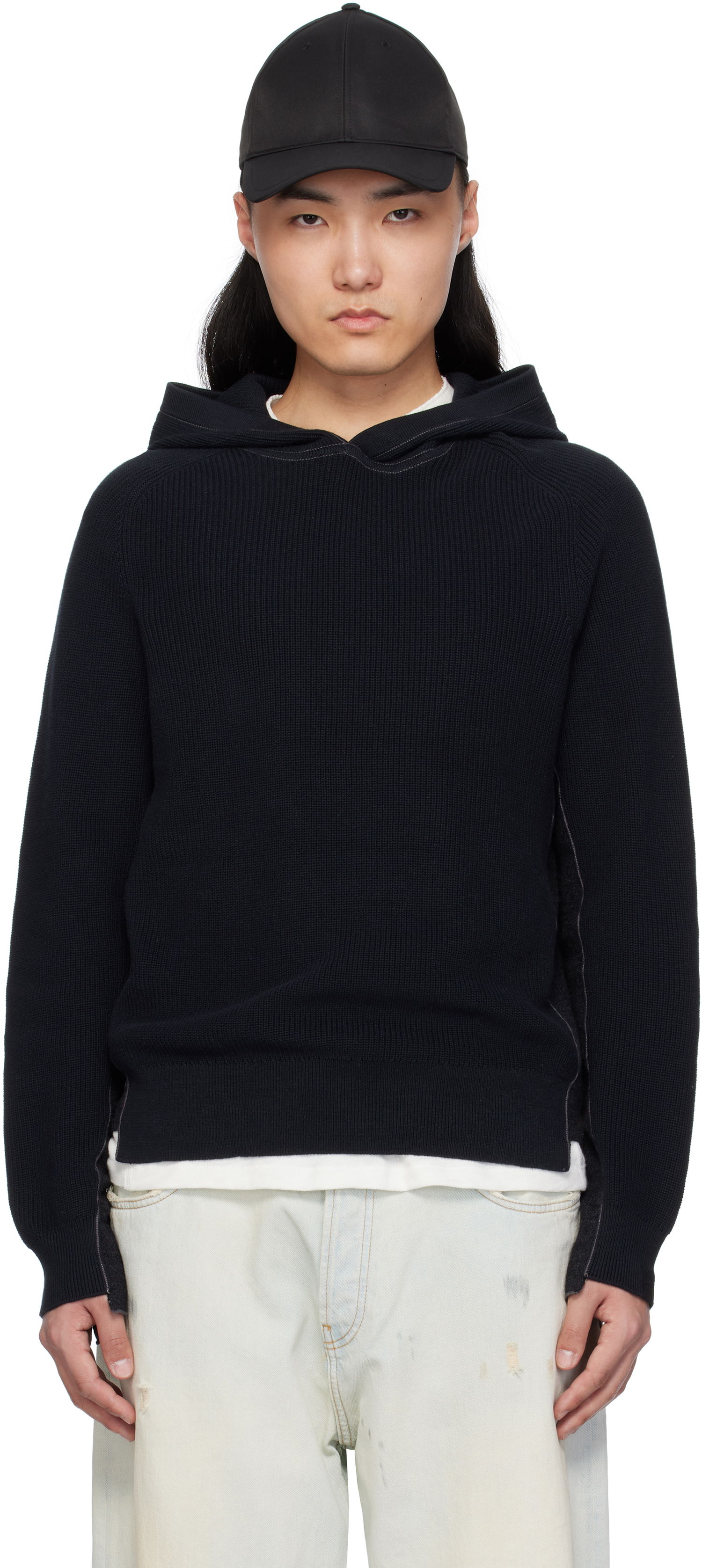 Pleteni pulover rag & bone rag & bone Gabe Spliced Hoodie Mornarica | MBS25S026SD26, 0