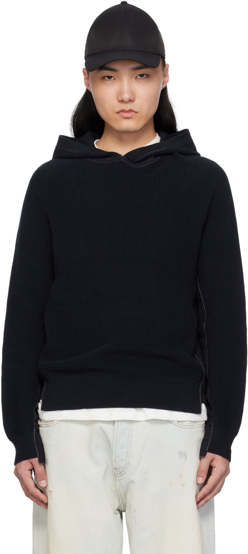 Pleteni pulover rag & bone rag & bone Gabe Spliced Hoodie Mornarica | MBS25S026SD26