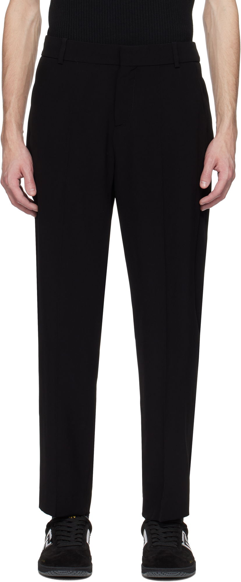 Hlače Balmain Balmain Crêpe Straight-Leg Trousers Črna | EH0PM037VB00