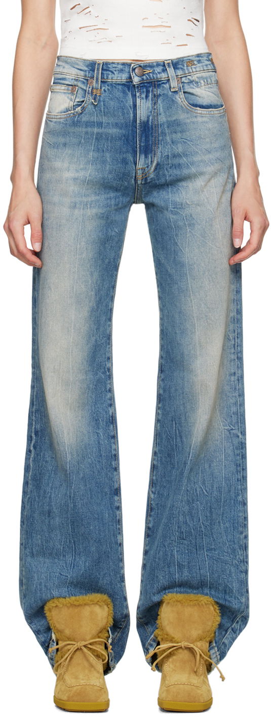 Kavbojke R13 R13 Jane Wide Leg Jeans Modra | R13W7020 D081A