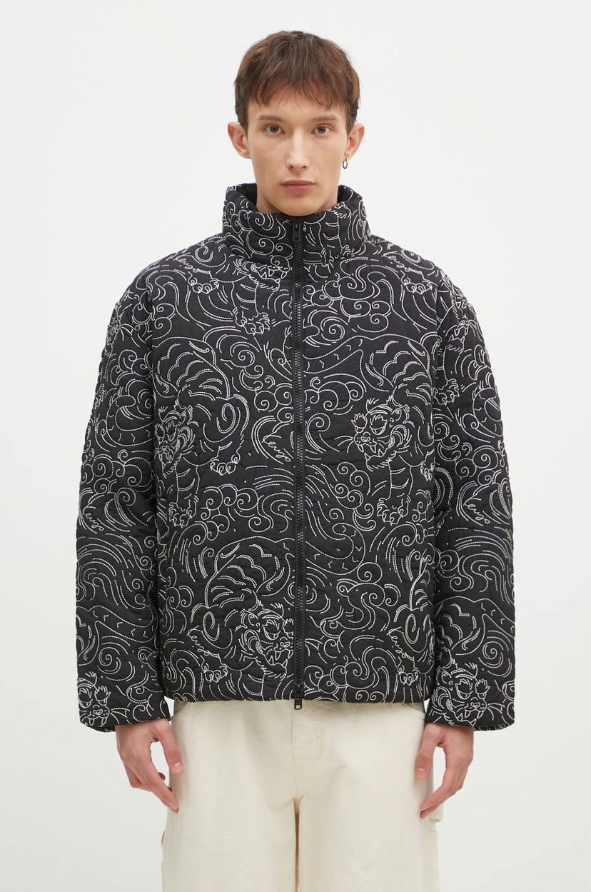 Puhovka KENZO Black Tiger Print Down Jacket Črna | FE65OU1439NN.99