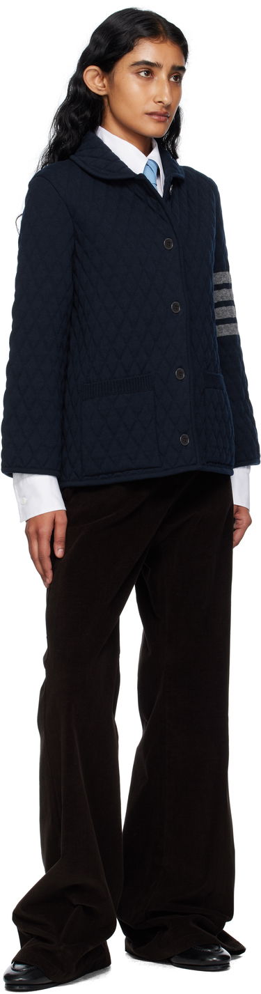 Jakna Thom Browne Thom Browne Quilted Knit Merino Wool 4-Bar Work Jacket Mornarica | FKJ117A-Y1029, 3