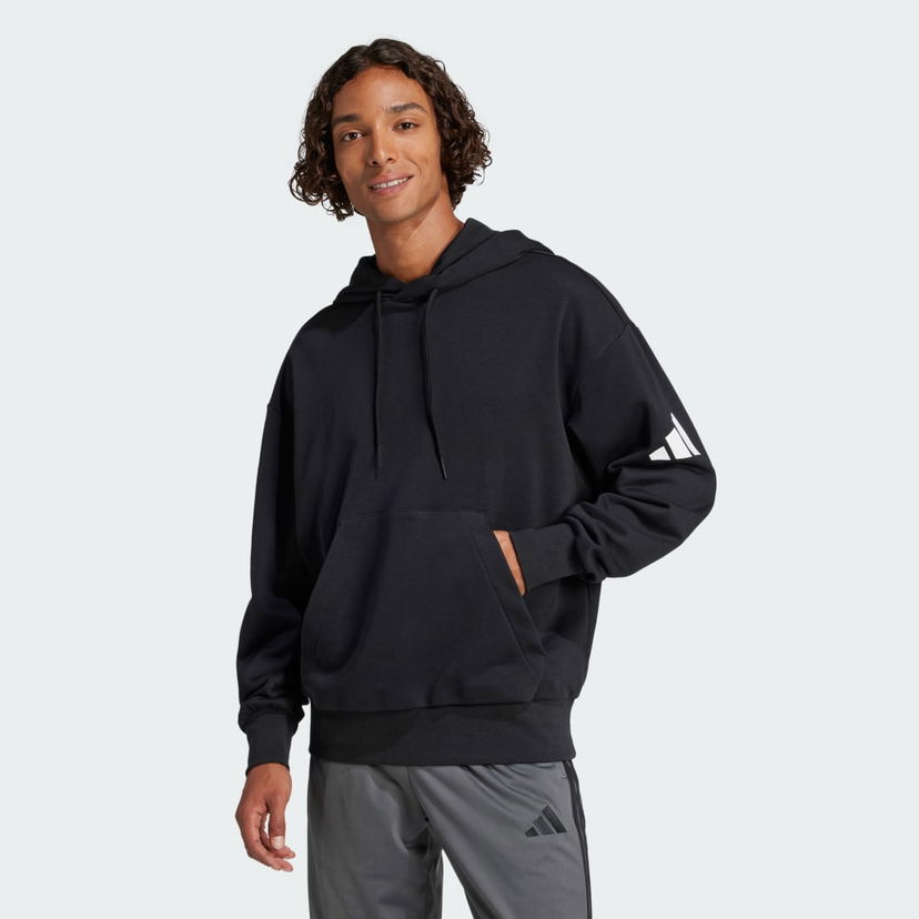 Pulover adidas Performance Loose Fit French Terry Hoodie With Logo Črna | JF3587
