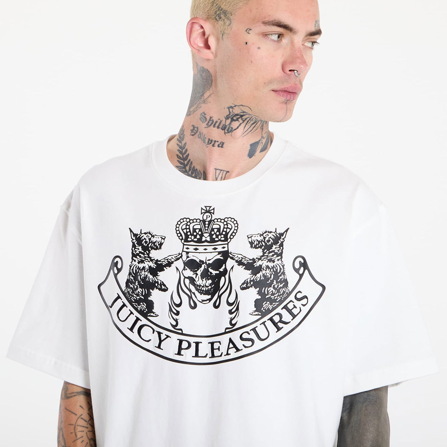 Majica Pleasures PLEASURES Skull Crest Heavyweight T-Shirt Bela | P25JC009-WHITE, 1