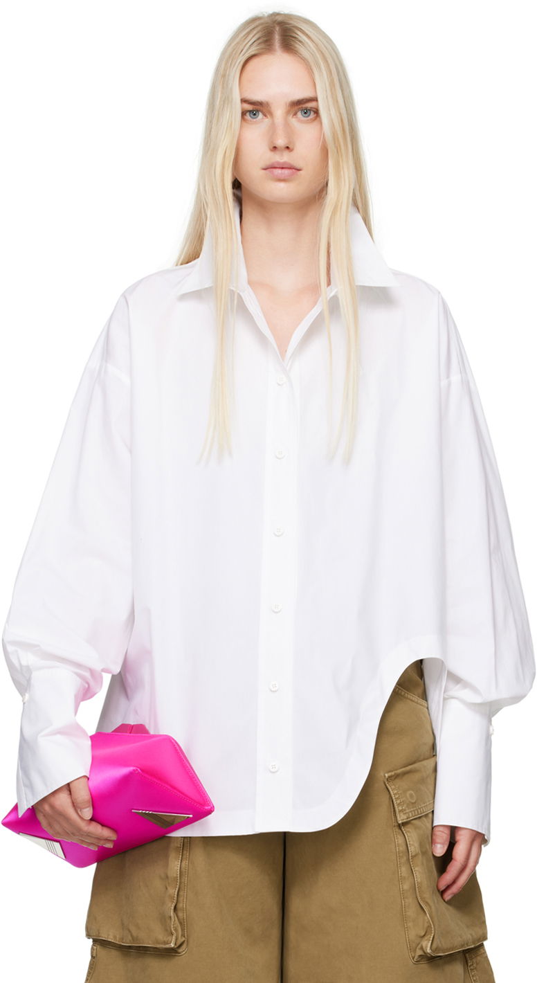 Srajce The Attico The Attico Diana Asymmetric Shirt Bela | 227WCH04 C052, 0